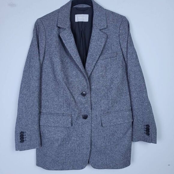 Everlane Womens Oversized Blazer Wool Grey Herringbone Sz 00 Career Professional - Picture 1 of 7